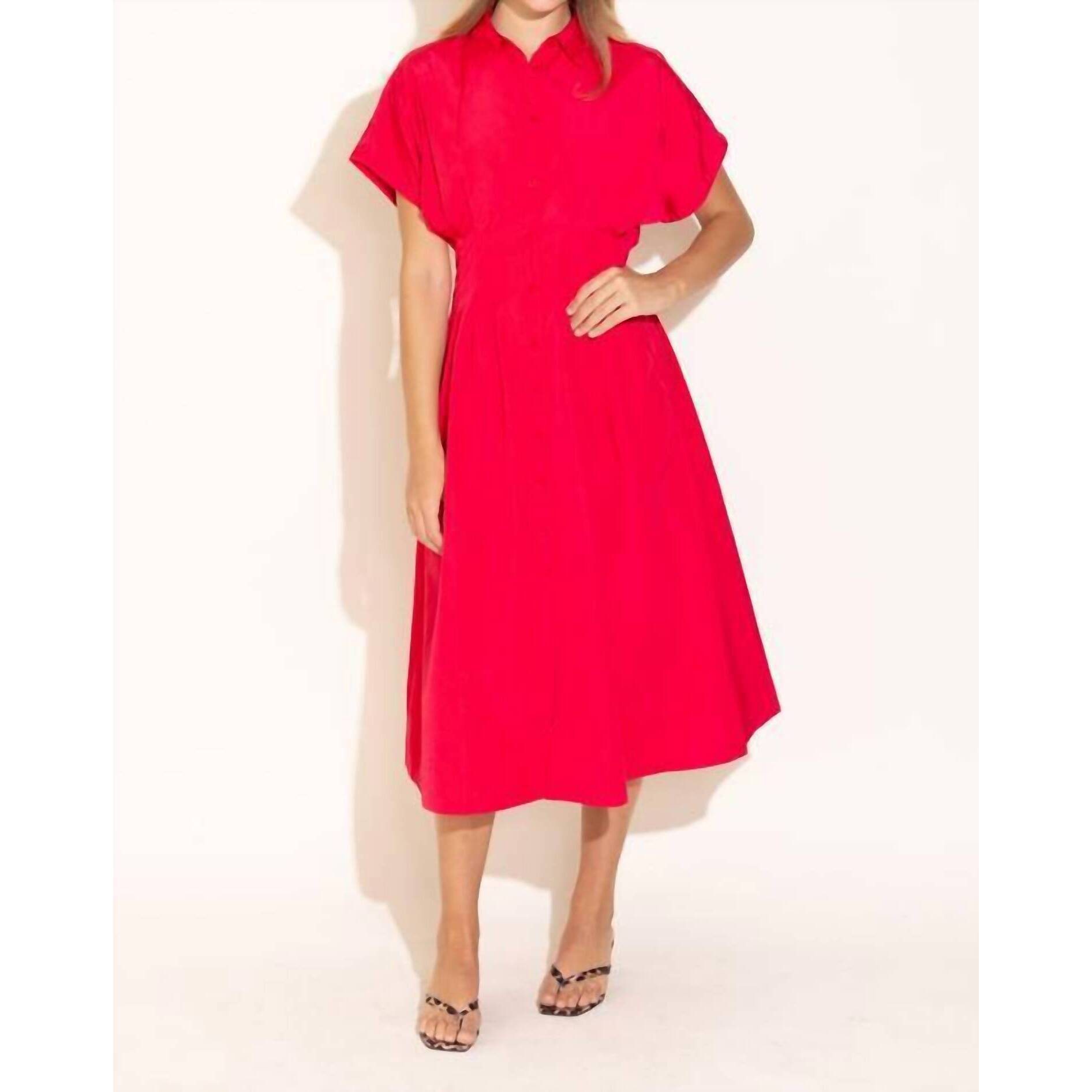 New Alden Adair Becca Midi Dress In Poppy Pink